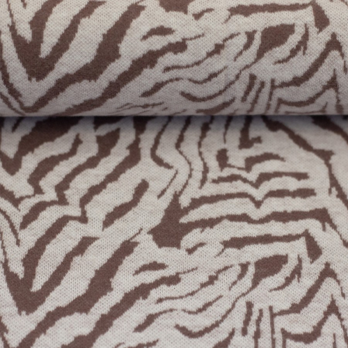 Jacquard Jersey - Emily Tiger - naturweiß/peppercorn