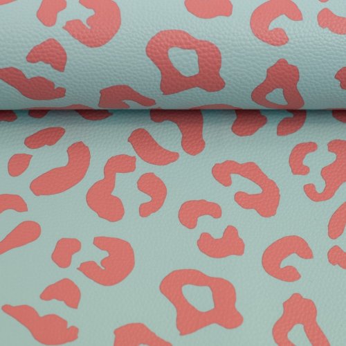 Kunstleder - Happy Leo - by Cherry Picking - mint/koralle - Swafing