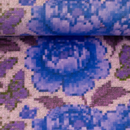 Samt - Pixelblumen - flieder/blau - Pixelart - by Cherry Picking - Swafing