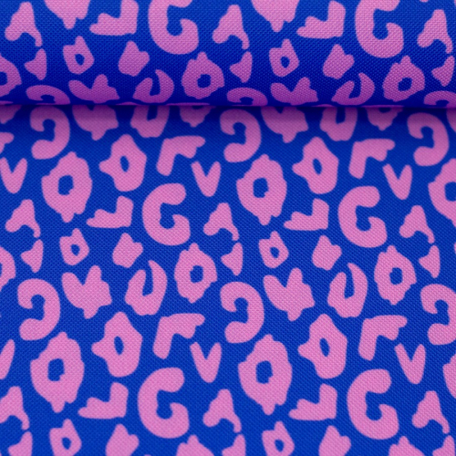 Oxford Gewebe - wasserabweisend - Leomuster - royalblau/rosa - Swafing by Cherry Picking