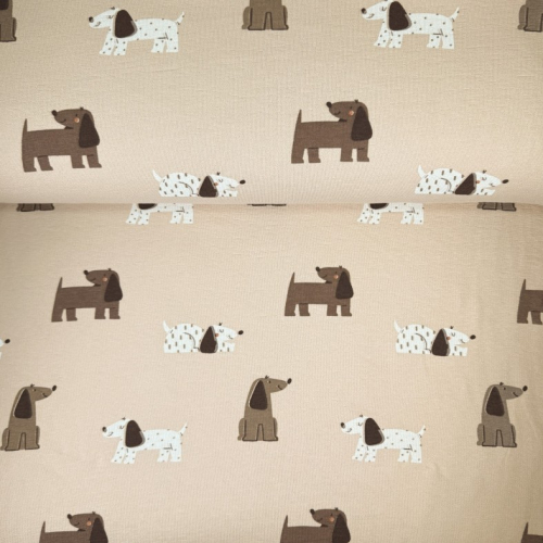 B-WARE !!! - French Terry Crepe - Waldi Dog - beige/brown
