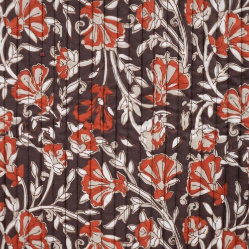 Preview: Doubleface Baumwoll Stepper - Moreen Flowers - brown/rost