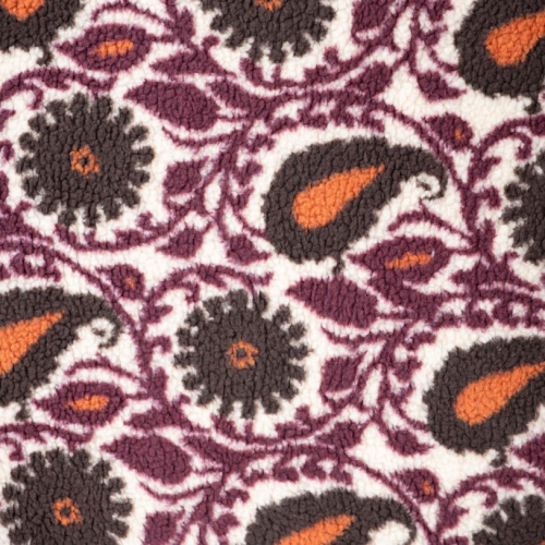 Teddy Plüsch - Mantelstoff - Paisley - bordeaux