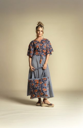 Preview: Doubleface Baumwoll Stepper - Eska - dark navy/rost