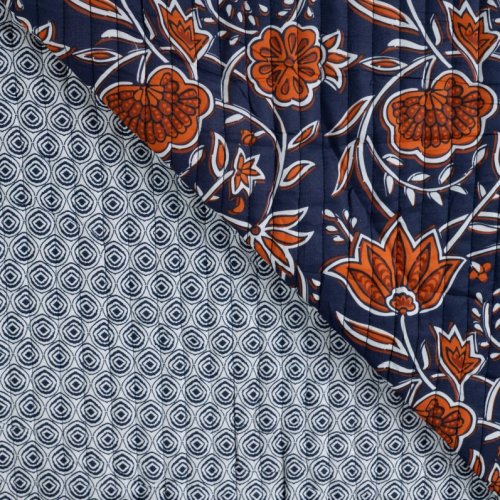 Doubleface Baumwoll Stepper - Eska - dark navy/rost