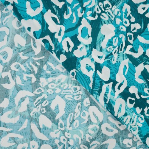 Preview: Viskose Popeline - Abstrakt Leo - türkis/offwhite/petrol
