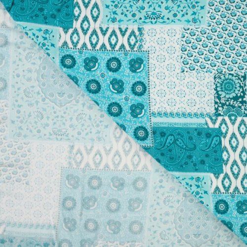 Preview: Viskose - Denise - Patchwork - türkis