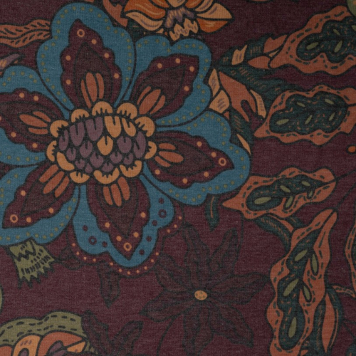 Preview: Viskose Feinstrickjersey - Gerdis Flower - bordeaux