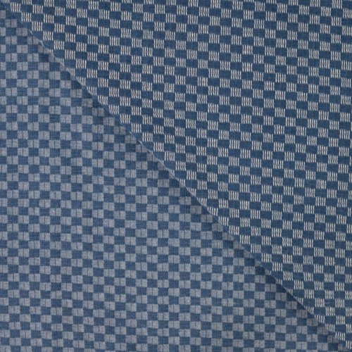 Preview: Jacquard Denim - Barry Check - medium blue