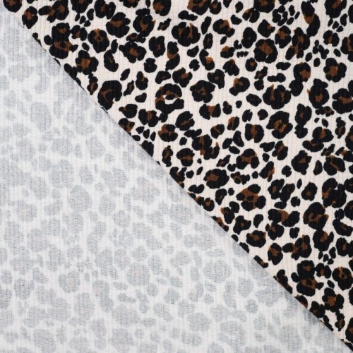 Preview: Baumwoll Seersucker - gesteppt - Leo - sand/brown/black