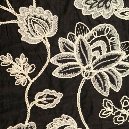 Baumwolle - Embroidery - Noir Flora - black/white