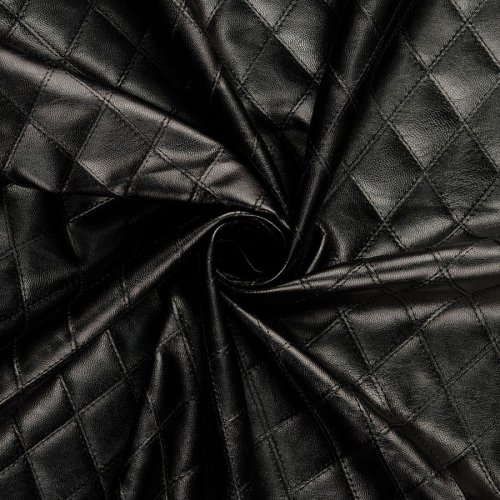 Preview: Kunstleder/Bekleidungskunstleder - Rauten - schwarz