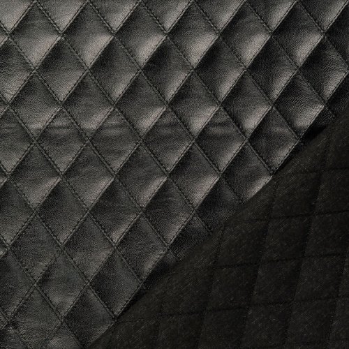 Preview: Kunstleder/Bekleidungskunstleder - Rauten - schwarz