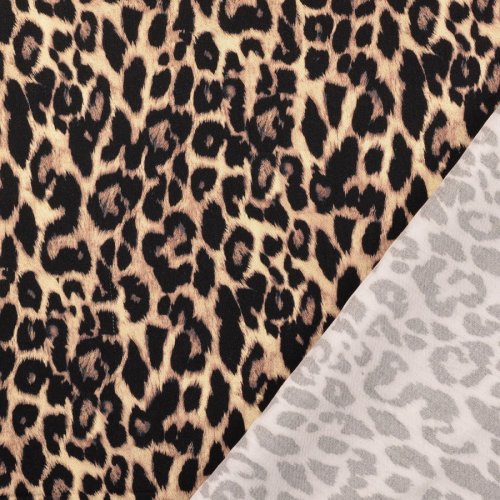 Preview: Viskosesatin - matt - Wild Chic Leo - beige/black