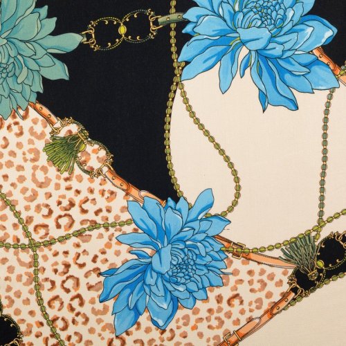 Preview: Viskosesatin - matt - Wild Elegance - petrol/blue/black/creme