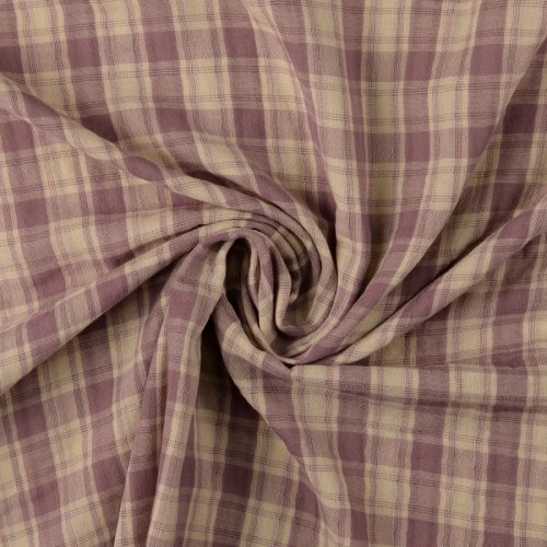 Preview: Doubleface Musselin - Rustic Check and Stripes - altrosa