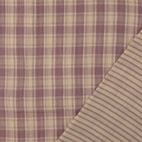 Doubleface Musselin - Rustic Check and Stripes - altrosa