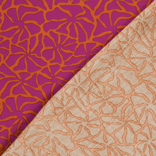 Preview: RESTSTÜCK 1,10m !!! - Musselin - Dorina Flowers - orange/fuchsia