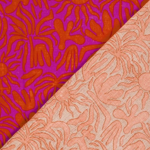 Preview: Musselin - Sunshine - fuchsia/rotorange