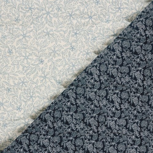 Doubleface Musselinstepper - Ottilie - blau/ecru/navy