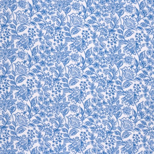 Preview: RESTSTÜCK 0,70m !!! - Musselin - Blue Garden - offwhite/blue