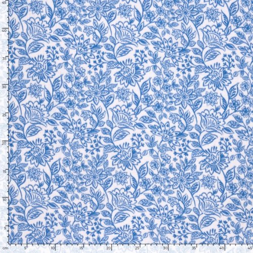 Preview: RESTSTÜCK 0,70m !!! - Musselin - Blue Garden - offwhite/blue