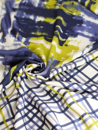 Viskose Twill mit LENZING™ ECOVERO™ Fasern - Vila Grid - Twilight spark - Mind the Maker