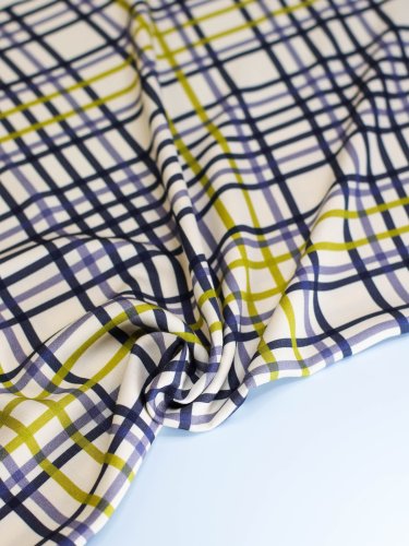 Viskose Twill mit LENZING™ ECOVERO™ Fasern - Vila Grid - Twilight spark - Mind the Maker