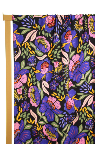 RESTSTÜCK 1,50m !!! - Viskose - Bright Purple Flowers - black - Atelier Jupe