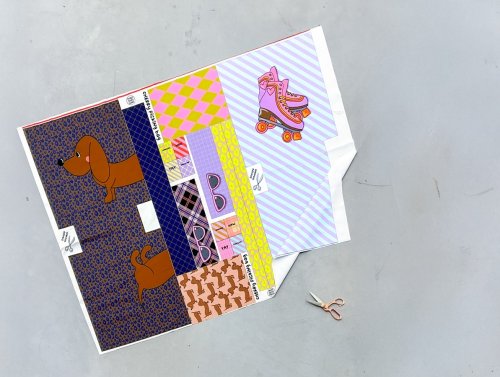 Preview: Canvas - Taschenpanel - Dackel Rollschuhe - bunt - by Cherry Picking - Swafing