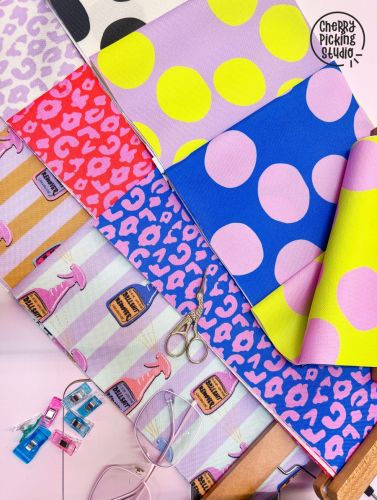 Oxford Gewebe - wasserabweisend - Leomuster - royalblau/rosa - Swafing by Cherry Picking