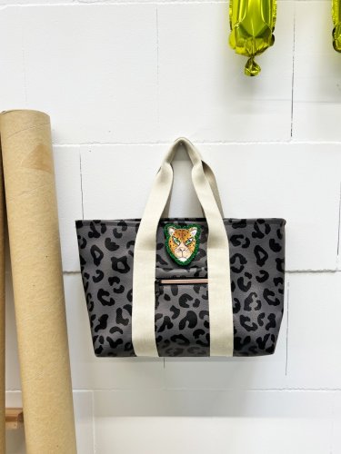 RESTSTÜCK 0,30m !!! - Kunstleder - Happy Leo - by Cherry Picking - dunkelgrau/schwarz - Swafing