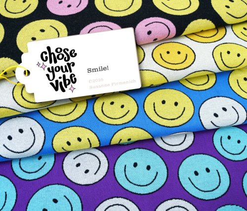 Bio Jacquard - Smile - Col. 4 lila/türkis - Choose your Vibe - Hamburger Liebe - Albstoffe