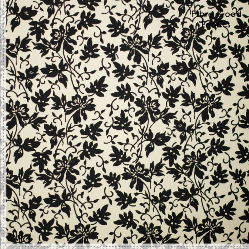 RESTSTÜCK 1,50m !!! - Baumwoll Popeline - Flower - ecru/schwarz - Fibremood No. 39