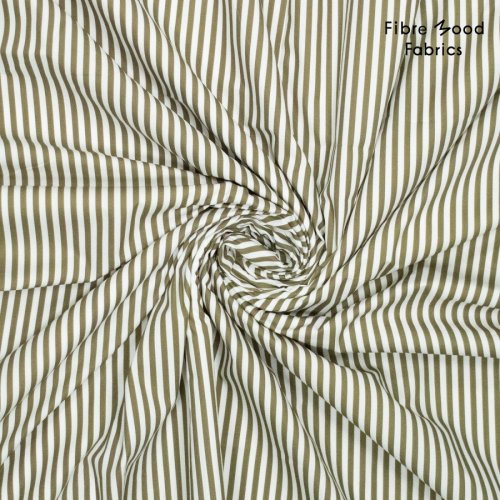 Preview: Baumwoll Popeline - Streifen - oliv - Fibremood No. 36