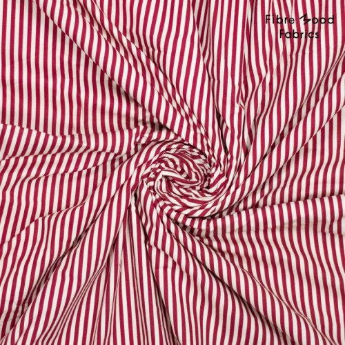 Preview: Baumwoll Popeline - Streifen - rot - Fibremood No. 36