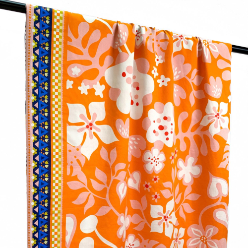 RESTSTÜCK 1,70m !!! - Bio Baumwoll Satin - Fiori - Col. 01 orange - Al Lago - Hamburger Liebe - Albstoffe