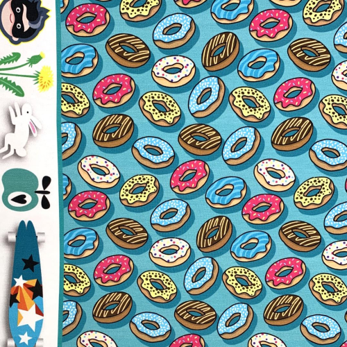 Preview: RESTSTÜCK 0,90m !!! - Bio Sweat - OMG Donut - Col. 01 - türkis - Classic No. 1 - Hamburger Liebe - Albstoffe