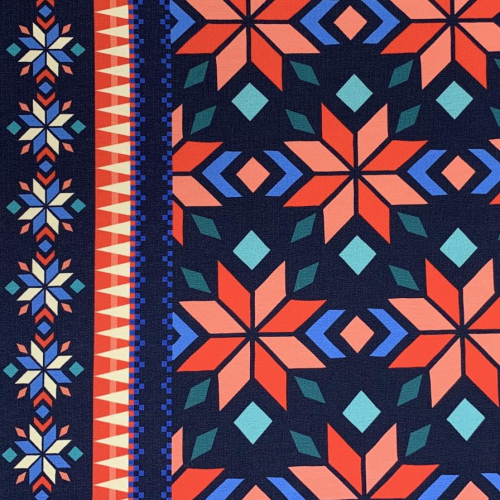 Preview: RESTSTÜCK 1,70m !!! - Bio Jersey - T-REX Star - Col. 01 blue navy/red - REXmas - Hamburger Liebe - Albstoffe