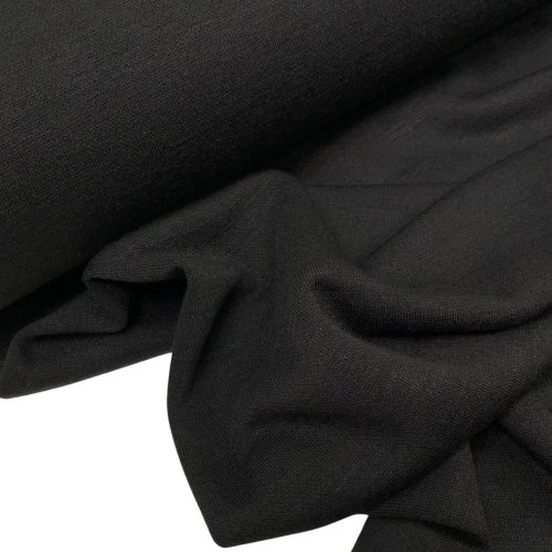 RESTSTÜCK 1,50m !!! - Viskose Strick Jersey - Merino Touch - uni - black