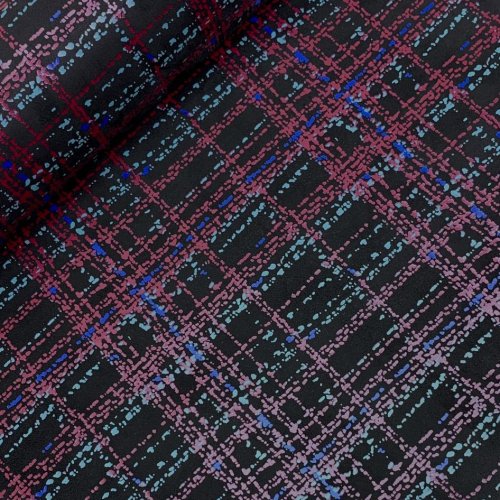 Kunstleder - Velours Check - matt schwarz
