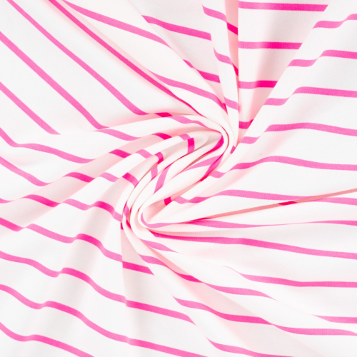Preview: RESTSTÜCK 0,60m !!! - French Terry - Neon Stripes - neon pink/white