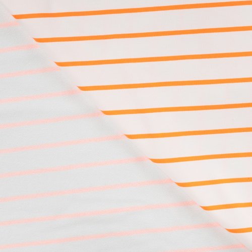Preview: French Terry - Neon Stripes - neon orange/white