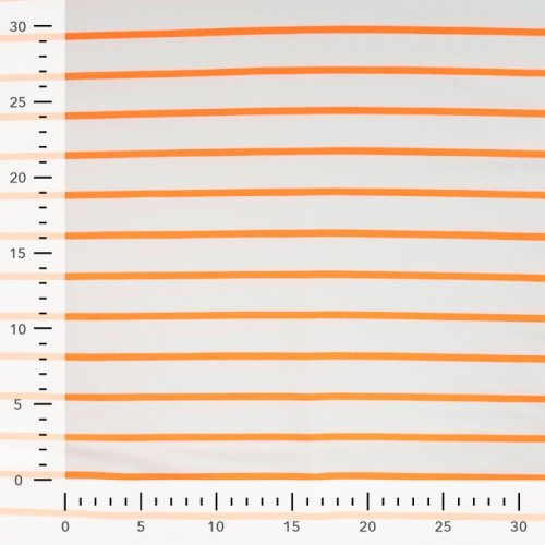 Preview: French Terry - Neon Stripes - neon orange/white