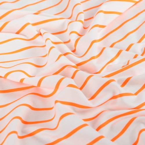 French Terry - Neon Stripes - neon orange/white