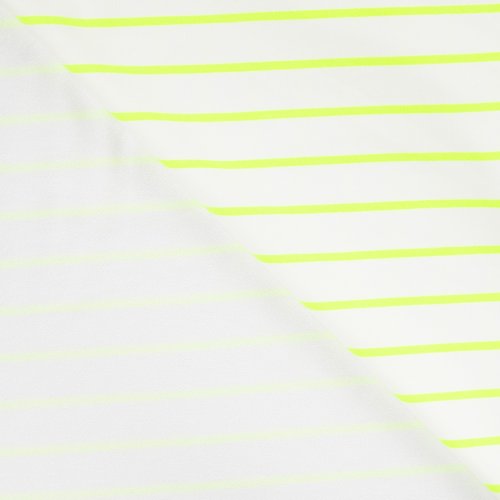 Preview: French Terry - Neon Stripes - neon yellow/white