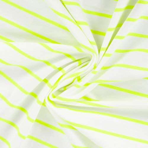 Preview: French Terry - Neon Stripes - neon yellow/white