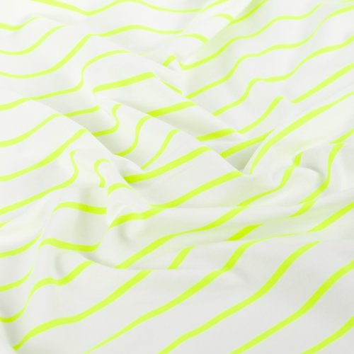 French Terry - Neon Stripes - neon yellow/white