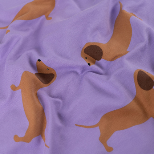 French Terry - brushed - Luipold Dackel - lilac/brown