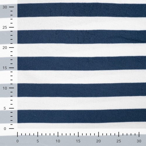 Baumwoll Frottee Terry - Balance Stripes - denim